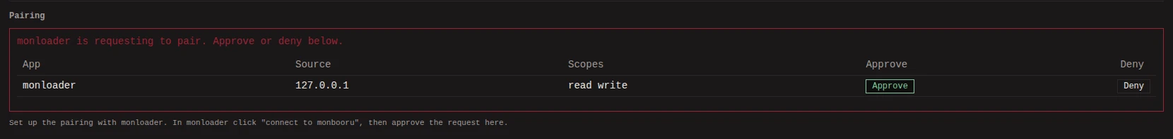 The pairing request waiting for approval in monbooru