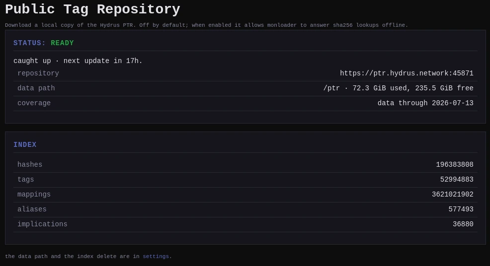 The PTR page once the index has caught up