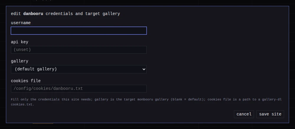 A site&rsquo;s edit dialog