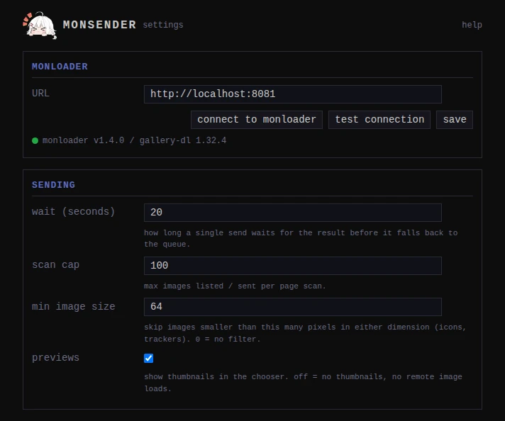 The options page